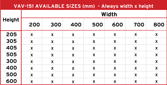 Product 1 Aviable Sizes